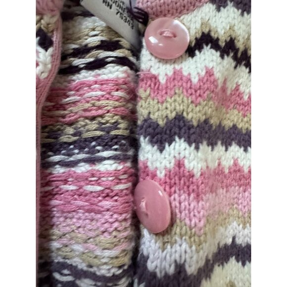 Cardigan Sweater 4T Girls Polkatots Pink Chevron Knit  100% Cotton Soft Warm - Picture 3 of 4